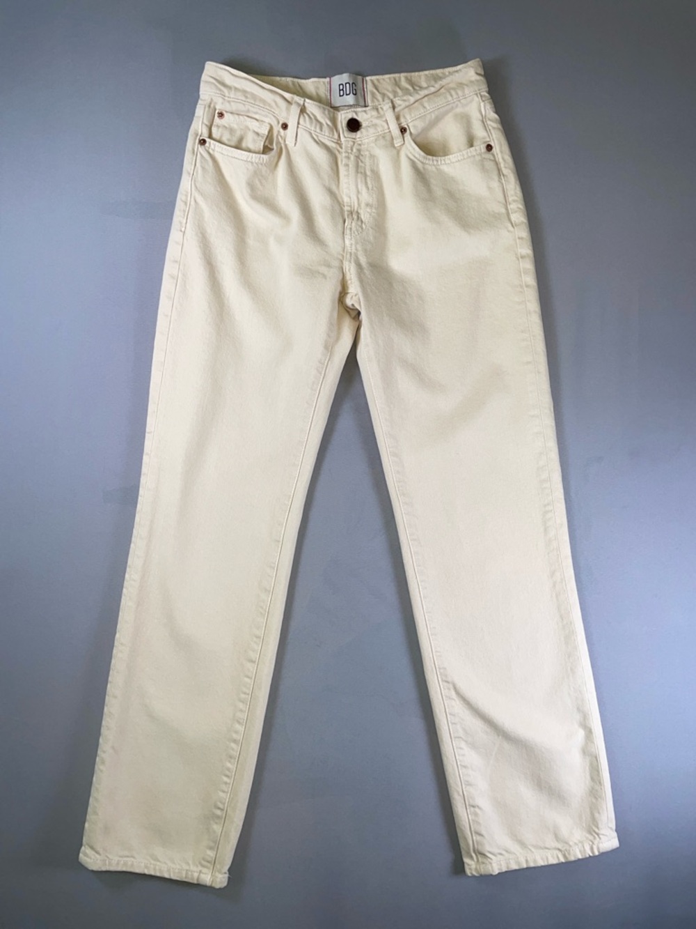 BDG Cowgirl Straight Leg Mid-rise Cream Jeans 100% Cotton Size 26